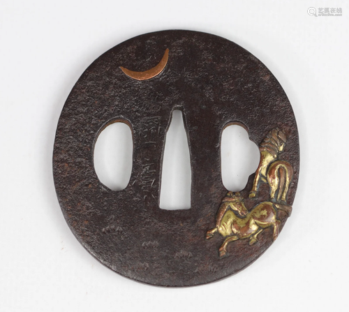 JAPAN EDO period (1603 - 1868) Iron tsuba and inlays