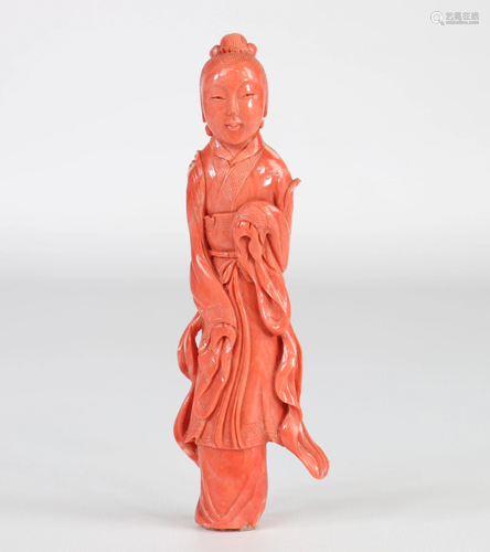 Chinese coral statuette, circa 1900