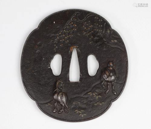 JAPAN EDO period (1603 - 1868) Iron tsuba and inlays