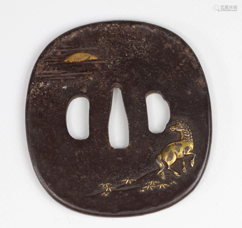 JAPAN EDO period (1603 - 1868) Iron tsuba and inlays