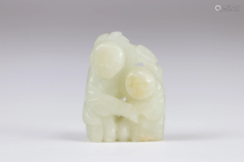 White jade carved with intertwining figures, Qing