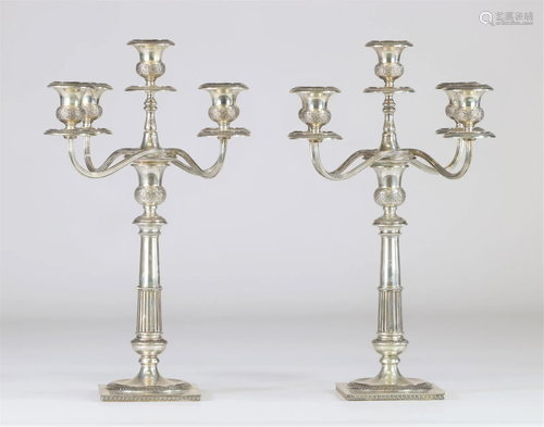 Pair of empire style candlesticks with 5 branches in