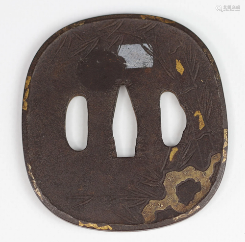 JAPAN EDO period (1603 - 1868) Iron tsuba and inlays