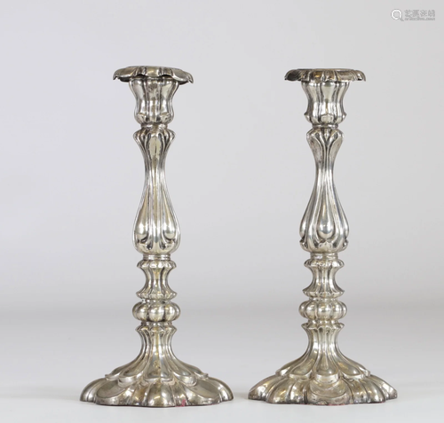 Pair of sterling silver candlesticks with Hungarian