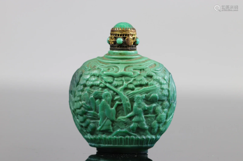 China, Peking glass snuff bottle, imitating turquoise,