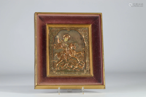 Russian icon in copper (inscriptions on the back)