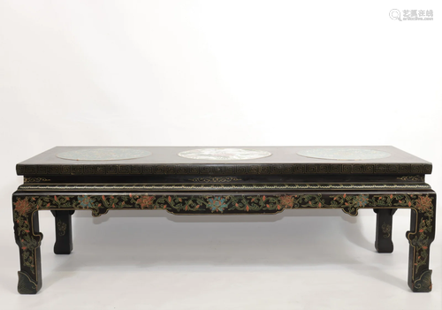 China wooden table top decorated with cloisonne