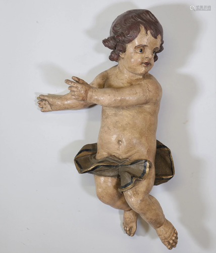 Polychrome wooden cherub