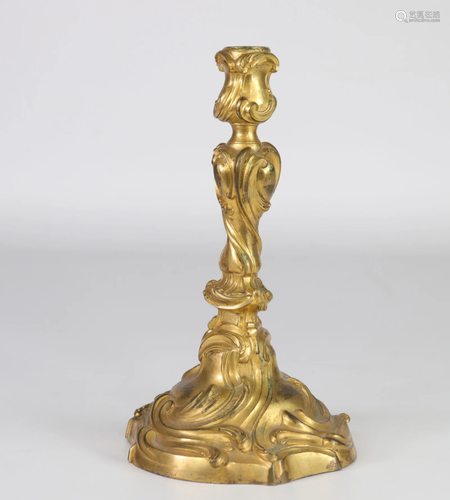 Louis XV gilt bronze candlestick