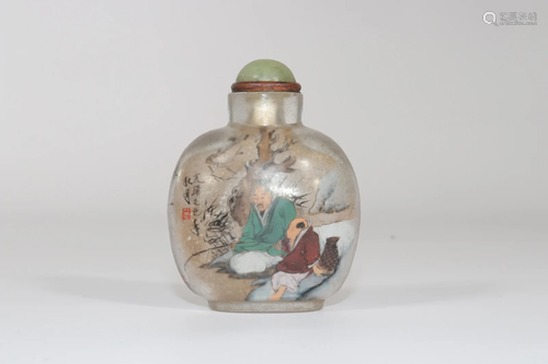 China winter decoration painted glass snuffbox