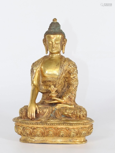 China Tibet Buddha in gilded bronze