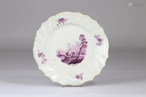 Tournai rare purple camaieu plate mark with the tower