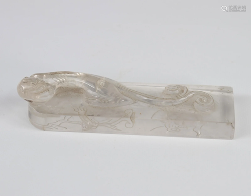 China rock crystal surmounted by a carved CHILONG Qing