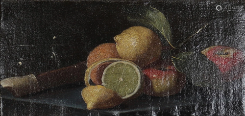 Oil on canvas still life with fruits 19th