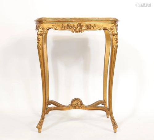 Side table in gilded wood and marble tablet