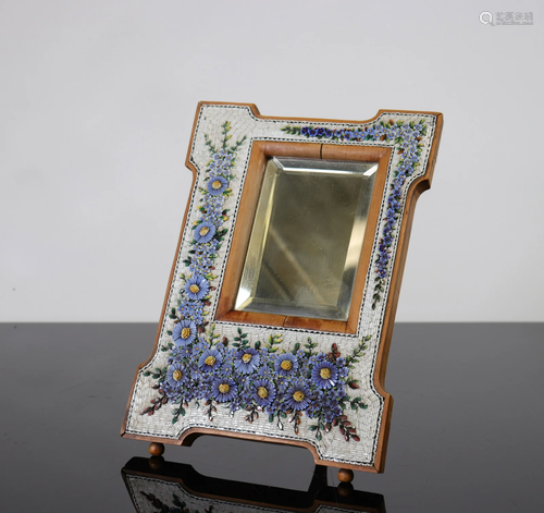 Italy, micro mosaic mirror, flower decor