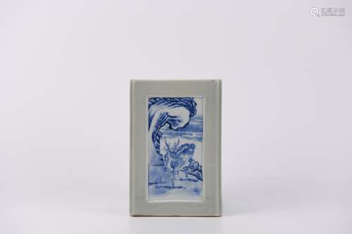 A Celadon Glaze and Underglaze Blue Deer and Prunus Square B...