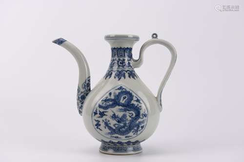 A Blue and White Dragon Ewer