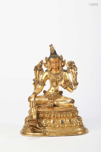 A Gilt Bronze Figure of Tara