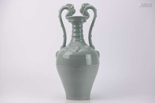 A Celadon Glaze Dragon Vase