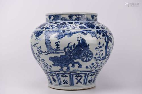 A Blue and White Figure Jar