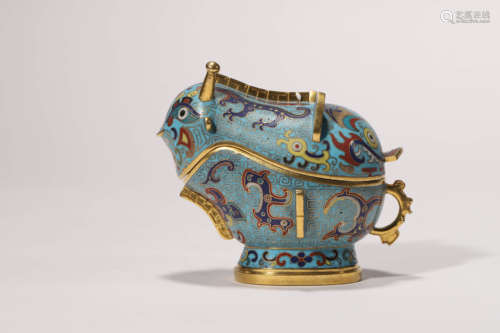 A Cloisonne Enamel Gong-Style Vessel