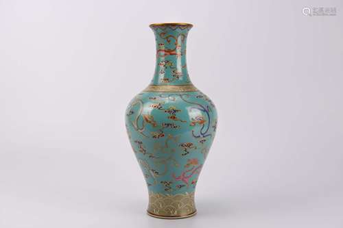 A Turquoise Glaze and Gilt Decorated Dragon Vase