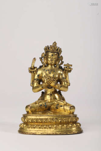 A Gilt Bronze Figure of Manjushri