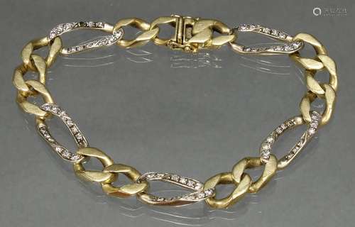 Armband, Figaro-Form, WG/GG 750, 57 Besatzdiamanten (einer f...