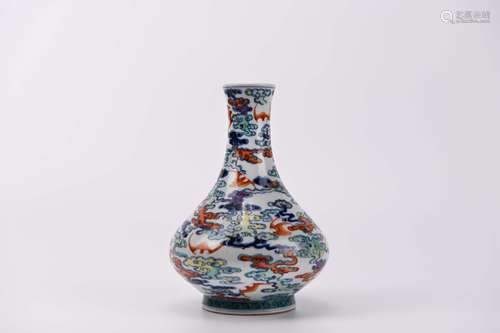 A Doucai Glaze Bat and Cloud Bottle Vase