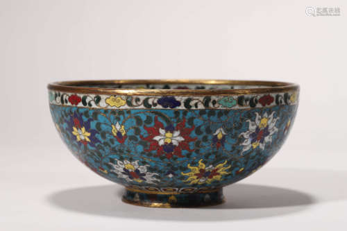 A Cloisonné Enamel Lotus Bowl