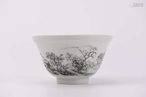 A Grisaille Landscape Bowl