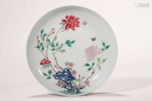 A Famille Rose Peony and Butterfly Plate