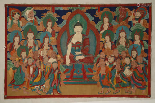 A Painted Thangka of Shakyamuni