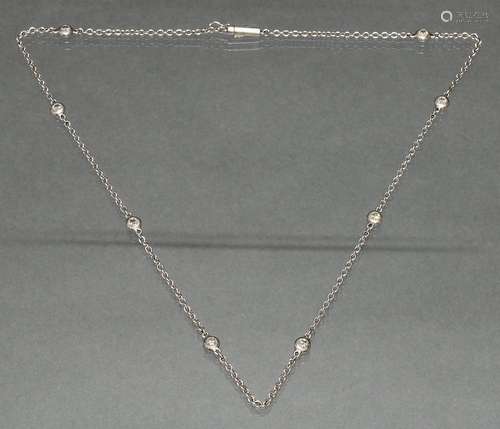 Collierkettchen, WG 750, 8 kleine Diamanten, ca. 40 cm lang,...