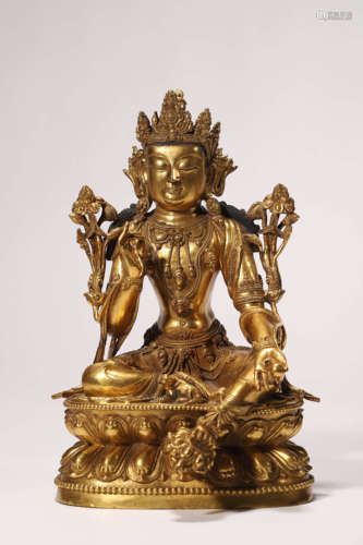 A Gilt Bronze Figure of Green Tara