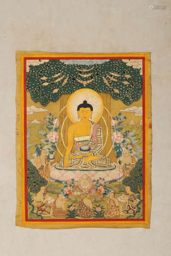 A Painted Thangka of Medicine Buddha
