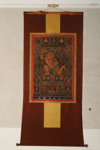 An Embroidered and Beaded Thangka of Acala