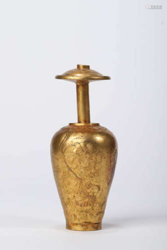 A Gilt Bronze Flower Buddhist Vase