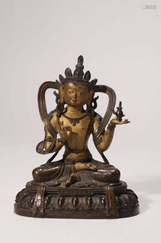 A Gilt Bronze Figure of Buddha, Qing Court Style