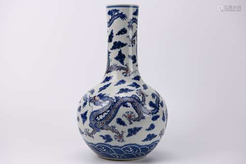 An Underglaze Blue and Copper Red Glaze Dragon Tianqiuping V...