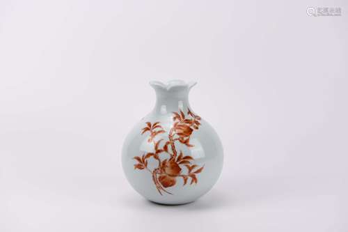 An Iron-Red Glaze Sanduo Pomegranate Zun Vase