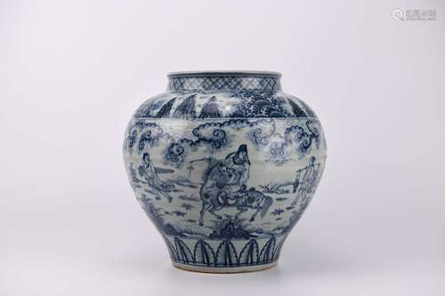 A Blue and White Figure Jar