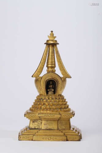 A Gilt Bronze Pagoda