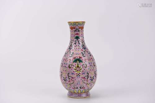 A Famille Rose Flower Globular Vase