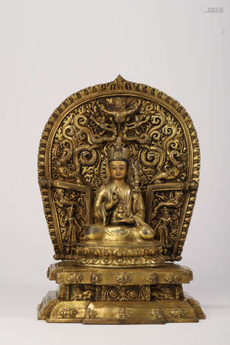 A Gilt Bronze Figure of Padmasambhava