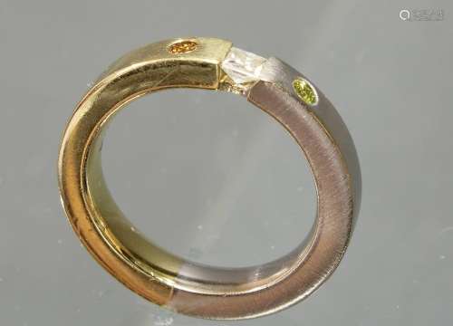 Ring, WG/GG 750, 1 Diamant ca. 0.10 ct., Achtkantschliff, 1 ...
