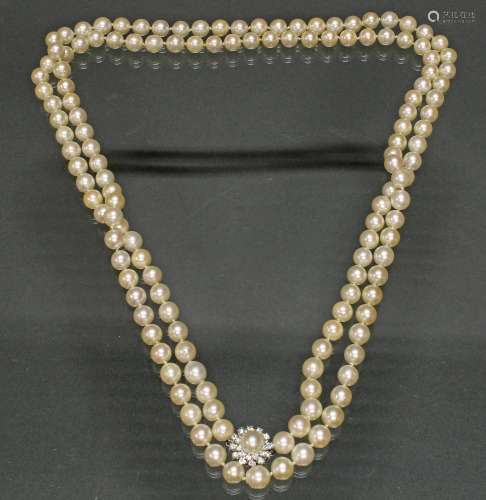Perlenkette, 140 Akoya-Zuchtperlen ø ca. 9 mm, gutes Lüster,...