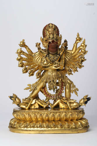 A Gilt Bronze Figure of Chakrasamvara