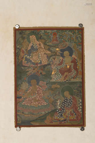 A Painted Thangka of Arhats